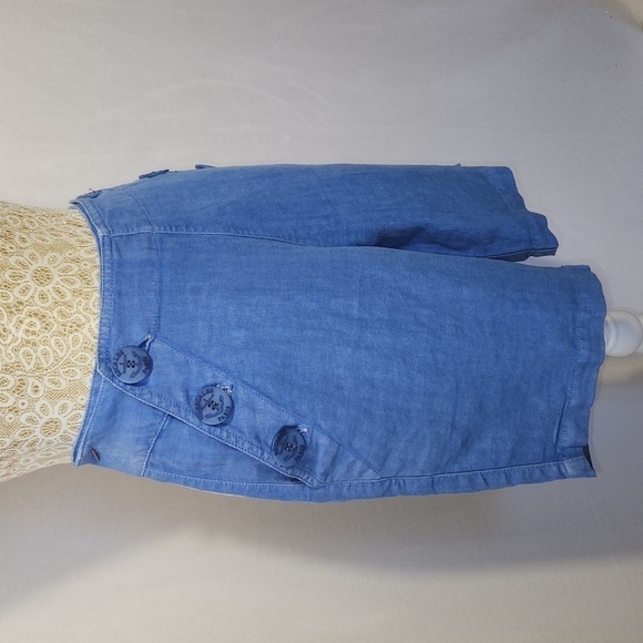 Escales Paris Women EU36/US6 100% Linen Sailor Button Front Back Pocket Shorts - Picture 3 of 16